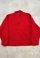 CHAPS KNITTED JUMPER EMBROIDERED LOGO 1/4 ZIP SWEATER