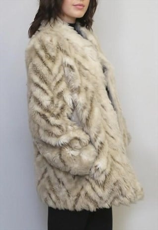 VINTAGE 1960'S PREMIUM CREAM FAUX FUR COAT