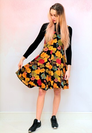 1990S VINTAGE CAMI SKATER FLORAL PRINT DRESS