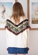 CREAM LONG SLEEVE JUMPER WITH TASSELS AND COLORFUL DETAILS