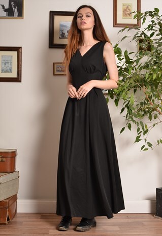 VINTAGE 90S EVENING MAXI DRESS IN BLACK