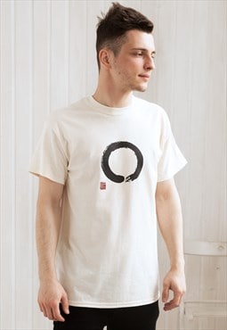 Enso Circle T Shirt - Japanese Calligraphy Printed Tee Men