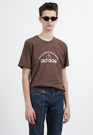 90S VINTAGE BROWN ADIDAS LOGO CREW NECK T-SHIRT