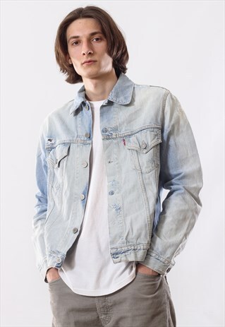 VINTAGE LEVIS 90S BLUE TRUCKER WASHED CUSTOM DENIM JEANS