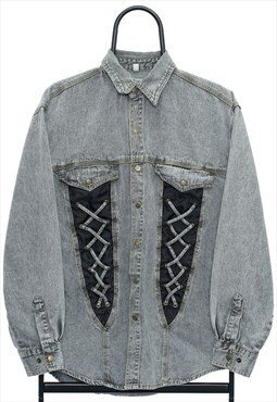 Vintage John Baner Western Grey Shirt Womens