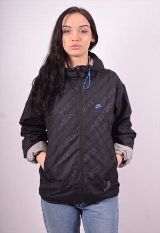 NIKE WOMENS VINTAGE JACKET SMALL BLACK 90'S