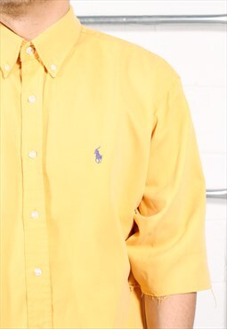 Vintage Polo Ralph Lauren Shirt Yellow Short Sleeeve Large