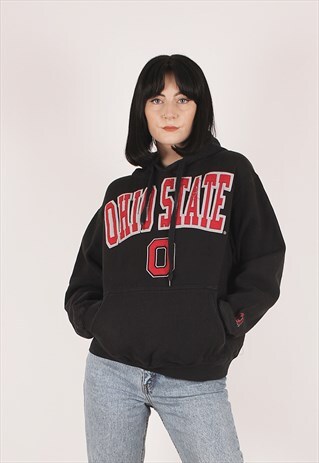 VINTAGE USA OHIO STATE EMBROIDERED BLACK HOODIE /NN2673
