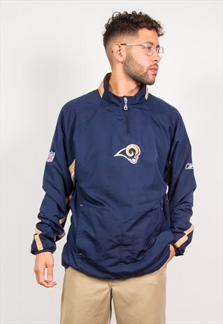NFL REEBOK 1/4 ZIP WINDBREAKER JACKET LA RAMS