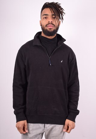 NAUTICA MENS VINTAGE SWEATSHIRT JUMPER XL BLACK 90'S