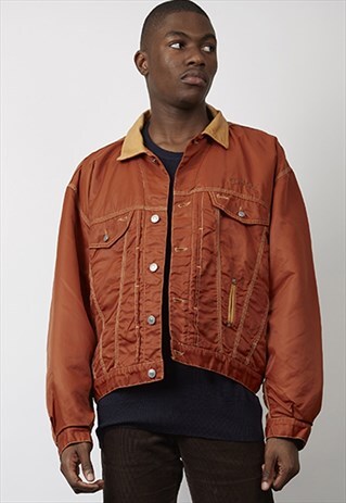 VINTAGE 80'S DIESEL RUST ORANGE PADDED BOMBER JACKET