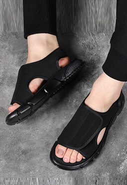Utility sandals edgy high fashion chunky sole Gothic shoes