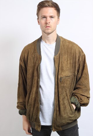 VINTAGE SUEDE OVERSIZED BOMBER JACKET