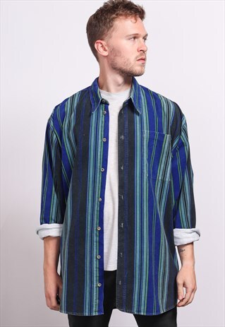 VINTAGE CORDUROY CORD STRIPED SHIRT