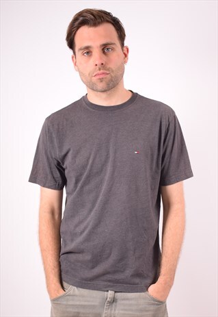 TOMMY HILFIGER MENS VINTAGE T-SHIRT TOP MEDIUM GREY 90S