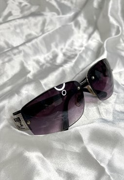 Vintage Y2k Sunglasses Rimless Square 90s Large 