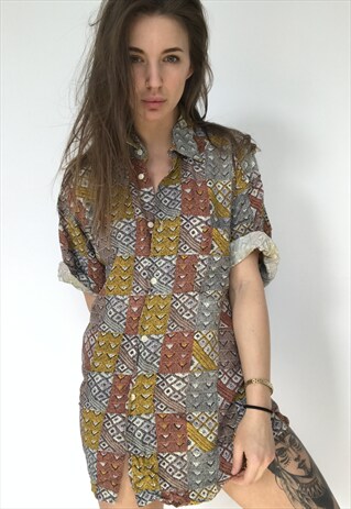 PATTERNED OVERSIZED RETRO VINTAGE UNISEX FESTIVAL SHIRT