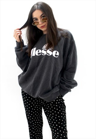 90'S RETRO GREY & WHITE SPELL-OUT OVERSIZED SWEATSHIRT