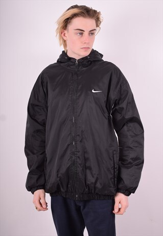 NIKE MENS VINTAGE TRACKSUIT TOP JACKET XL BLACK 90'S