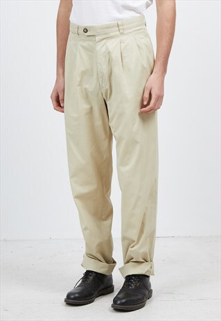 VINTAGE BEIGE HUGO BOSS TROUSERS BOTTOMS