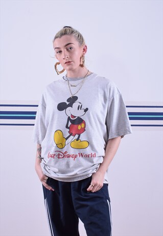 WALT DISNEY WORLD MICKEY MOUSE GREY GRAPHIC TEE