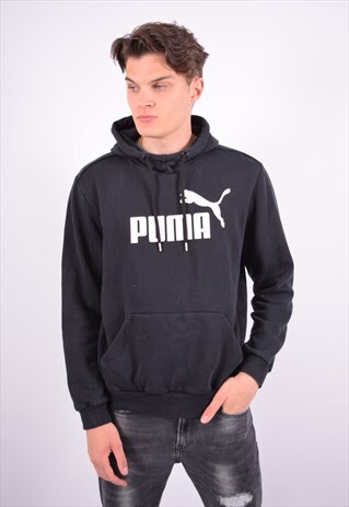 VINTAGE PUMA HOODIE JUMPER BLACK