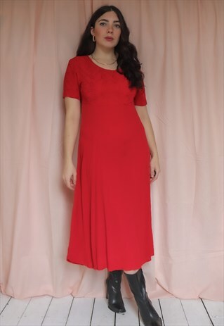 VINTAGE 90S MIDI DRESS IN RED