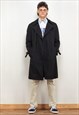 Vintage 80's Men Double-Breasted Trench Coat in Black