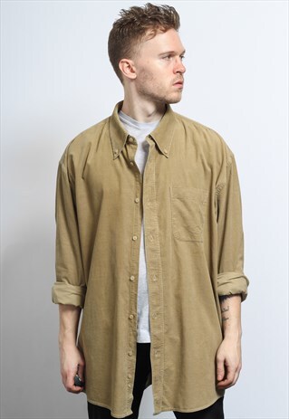 VINTAGE CORDUROY CORD SHIRT BROWN