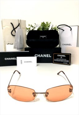 Chanel CC 4002 rimless orange sunglasses. 