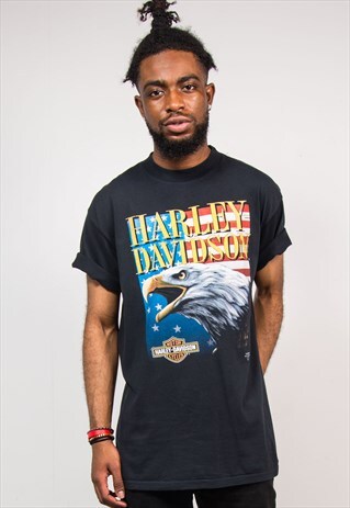 VINTAGE HARLEY DAVIDSON EAGLE BLACK T-SHIRT