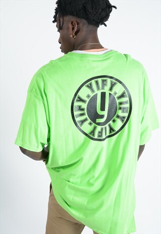 STAMP LOGO PRINT T-SHIRT IN LIME
