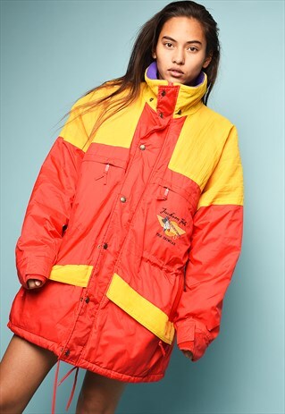 VINTAGE 90S RETRO WINDBREAKER SKI SPORTS PUFFER PARKA JACKET