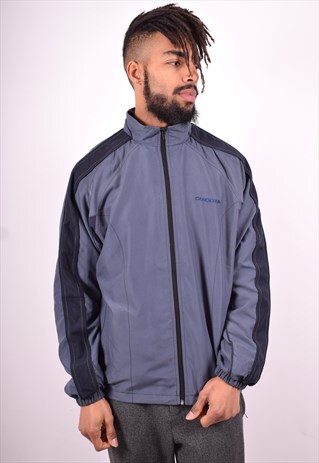 DIADORA MENS VINTAGE TRACKSUIT TOP JACKET XL BLUE 90'S