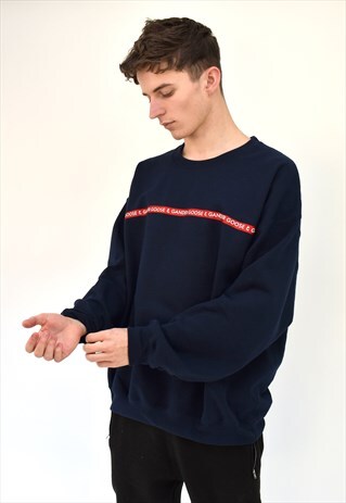 G&G UNISEX NAVY WRITING RIBBON SWEAT