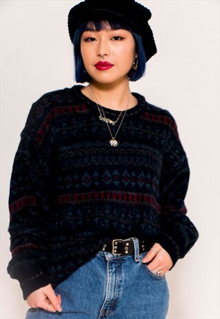 VINTAGE 80'S DARK KNIT JUMPER