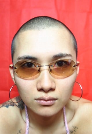 VINTAGE BROWN TINT REFLECTIVE OVAL SUNGLASSES