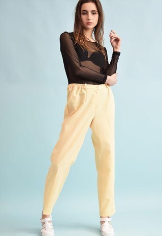 90'S RETRO REGULAR WAIST SHORT CUT PASTEL TROUSERS