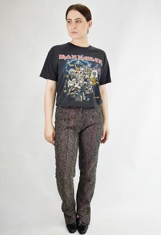 VINTAGE 90S FENDI KICK FLARE STRAIGHT LEG WOOL/FELT TROUSERS