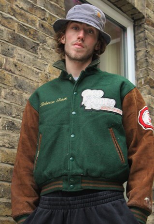 RETRO / 90'S / GREEN VARSITY JACKET