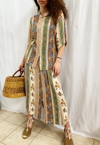VINTAGE 80S ETHNIC HIPPIE BOHO CO-ORD TWO PIECE SUIT SET