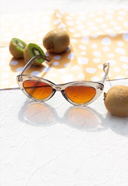 Transparent Blue Chunky Mini Cat Eye Sunglasses