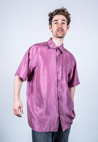 VINTAGE 1980S PINK SILK SHIRT