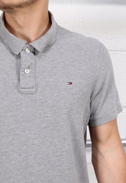 Vintage Tommy Hilfiger Polo Shirt in Grey Short Sleeve XXL