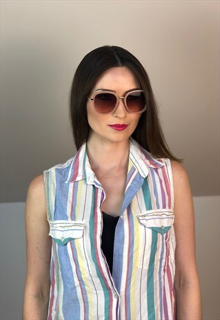 FRENCH 90S COLORS TANK ROSE EUROPE BLOUSE SHIRT BUTTONS