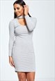 JUSTYOUROUTFIT ROUND NECK FRONT CHEST HOLLOW FIT HIP DRESS