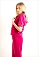 SHORT SLEEVES VELOUR TRACKSUITS WITH HOODIE IN HOT PINK 
