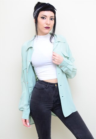 VINTAGE 90'S MINT GREEN OVERSIZED SHIRT