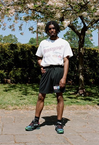 SHORTS IN BLACK WITH SLUURPEE EMBROIDERY