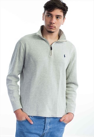 VINTAGE POLO RALPH LAUREN 1/4 ZIP JUMPER SWEATSHIRT M 18.3